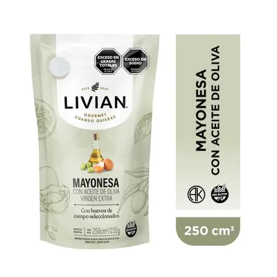 MAYONESA CON ACEITE DE OLIVA LIVIAN 250 CM3