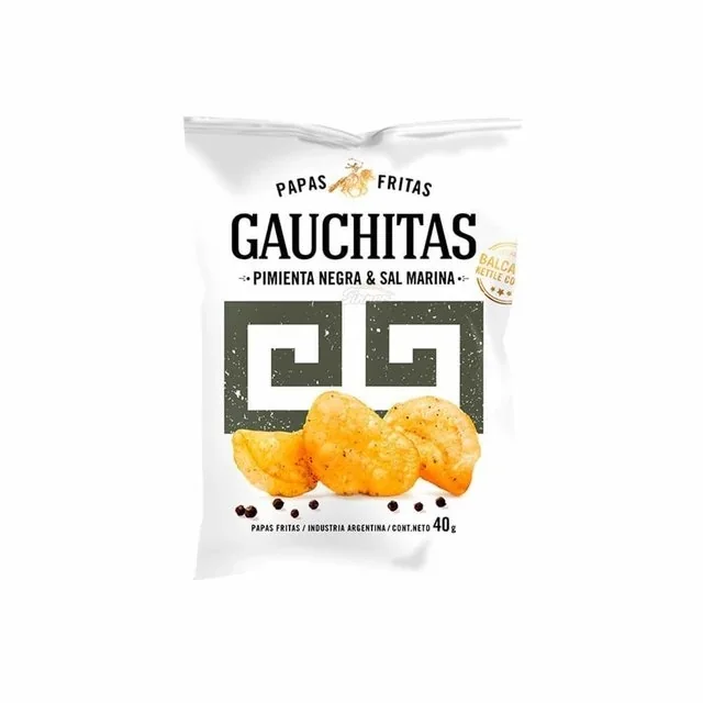 PAPAS FRITAS GAUCHITAS PIMIENTA NEGRA Y SAL MARINA 80 GR.
