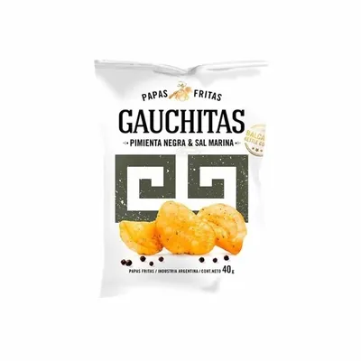 PAPAS FRITAS GAUCHITAS PIMIENTA NEGRA Y SAL MARINA 80 GR.