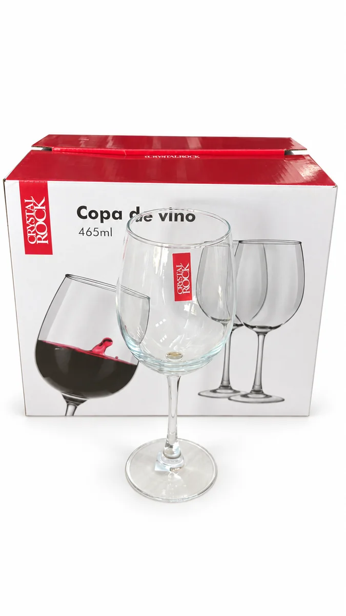 COPAS VINO 465 ML CRYSTAL ROCK CAJA 6 UN.