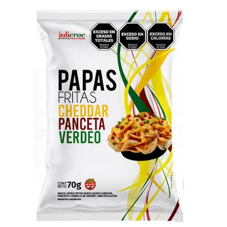 PAPAS FRITAS CHEDDAR PANCETA Y VERDEO JULICROC 70 GR