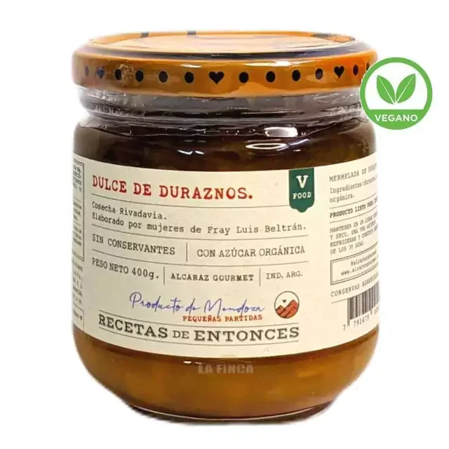 DULCE DE DURAZNOS CON AZUCAR ORGANICA 400GR
