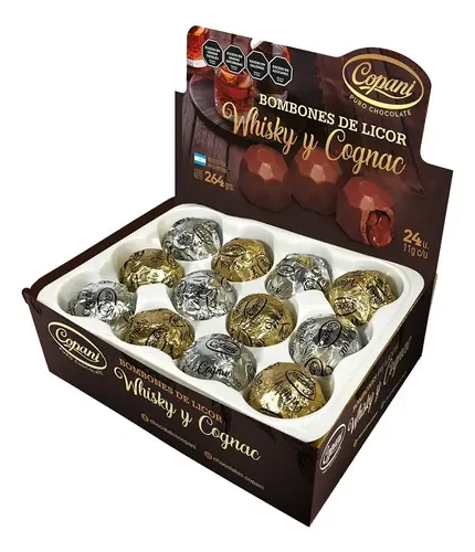 DISPLAY BOMBON WHISKY Y COGNAC X 24 UN