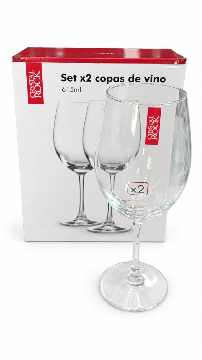 COPAS VINO 615 ML CRYSTAL ROCK CAJA 2 UN.