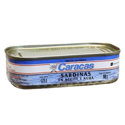SARDINAS EN ACEITE Y AGUA CARACAS 125 GR.