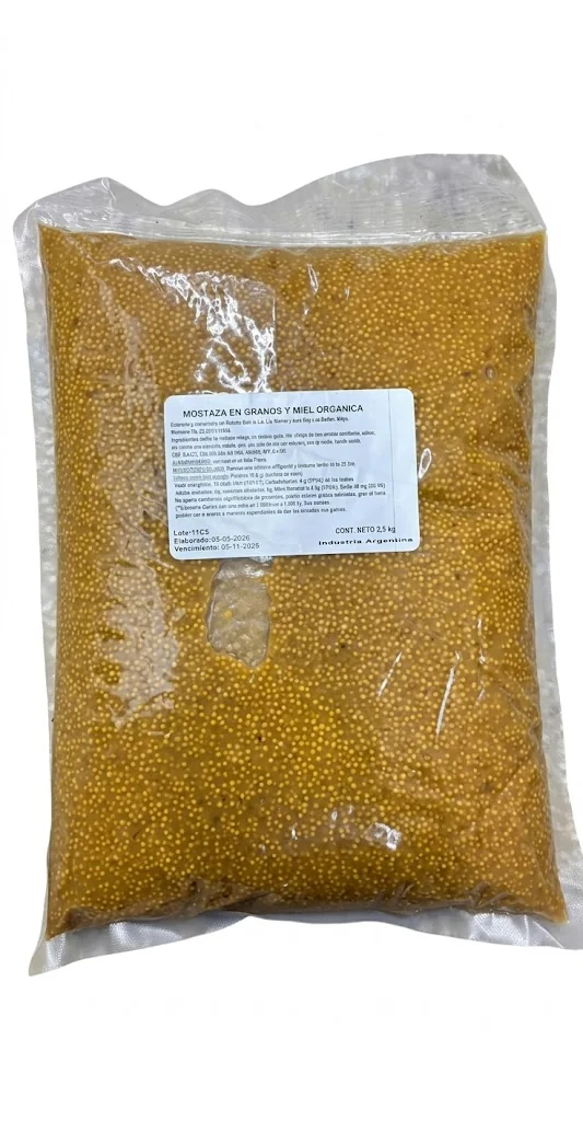 MOSTAZA EN GRANOS CON MIEL Y SEMILLAS 2.5 KG