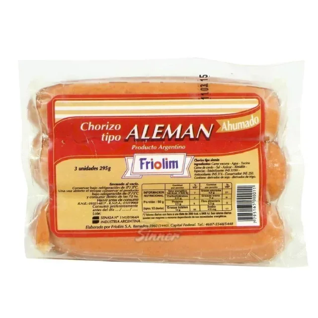 CHORIZO ALEMAN FRIOLIM X3