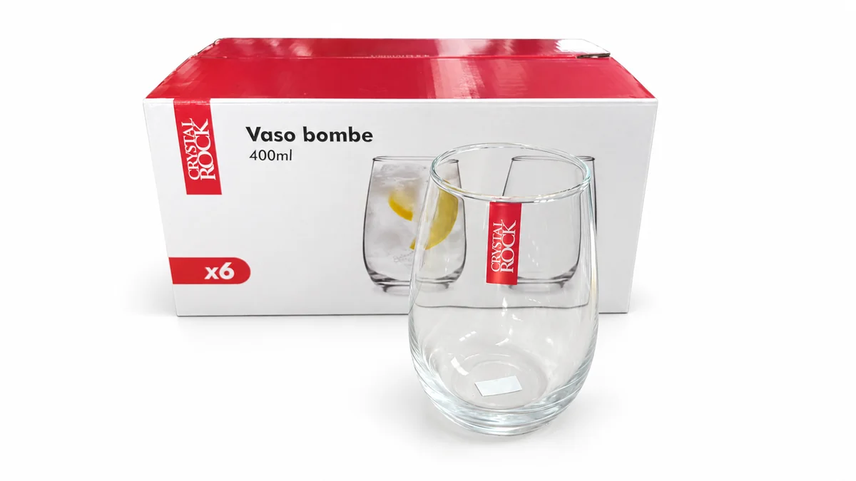 VASO BOMBE 400  ML CRYSTAL ROCK CAJA 6 UN.