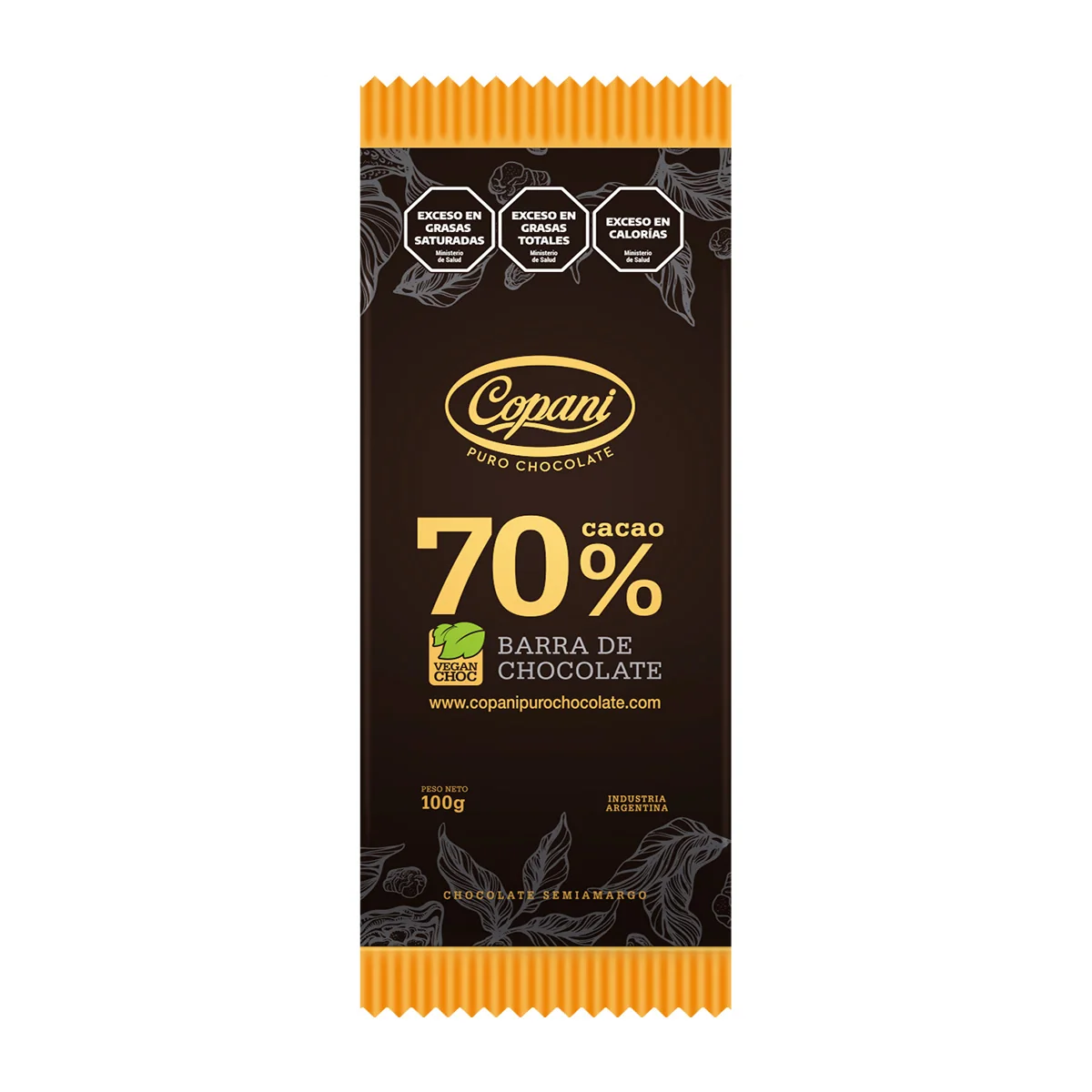 BARRA CHOCOLATE 70% CACAO X 100 GR.
