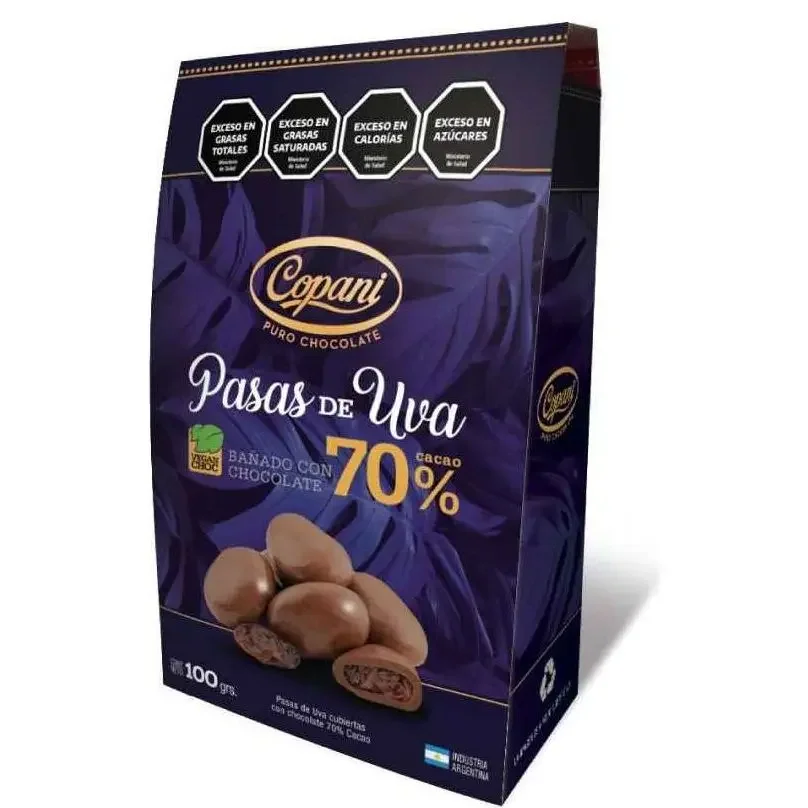 PASAS DE UVA CON CHOCOLATE 70% EST,100 GR